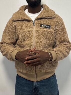Men's Sherpa Zip-Up Jacket in Camel